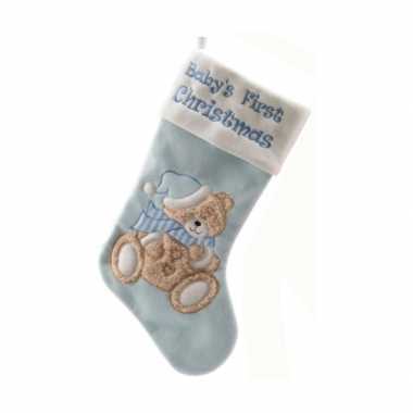 Kraam kado kerstsok blauw