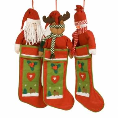 Luxe kerstsok met kerstman 80 cm